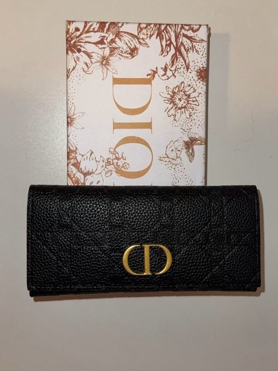 None Handbags - Textured Leather Wallet with Gold CD Emblem